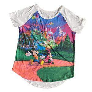 Disney Parks Disneyland Womens Fitted Graphic Print Mickey Mouse T-Shirt-Med